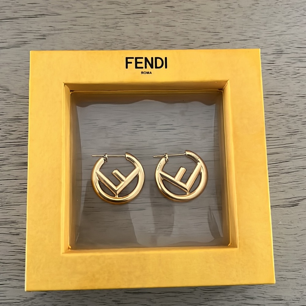 F is Fendi Gold Earrings